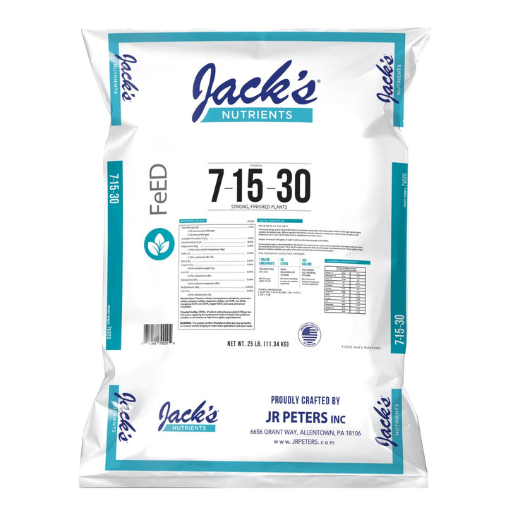 Jack's® Nutrients 7 - 15 - 30 Finish Fertilizer - Greenhouse Megastore