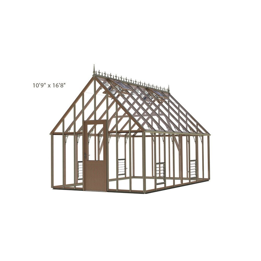 Lancing Cedar Glass to Ground Greenhouse Kit, 10 ft. Wide with 3mm Safety Glass and Aluminum Base - Greenhouse Megastore