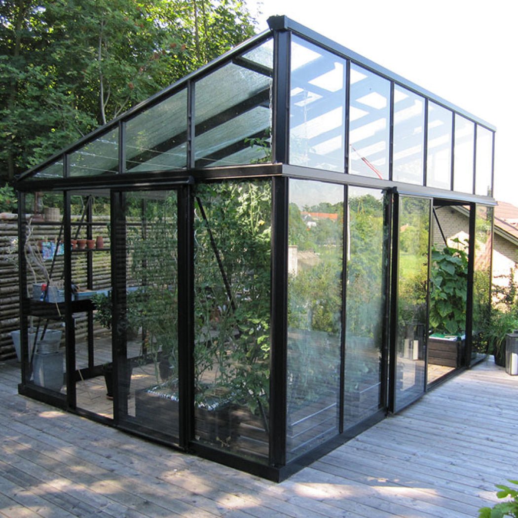 Modern Glass Greenhouse Kit with 4mm Tempered Glass and Aluminum Frame - Greenhouse Megastore