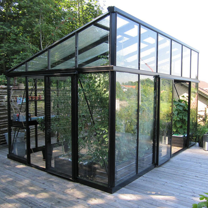 Modern Glass Greenhouse Kit with 4mm Tempered Glass and Aluminum Frame - Greenhouse Megastore