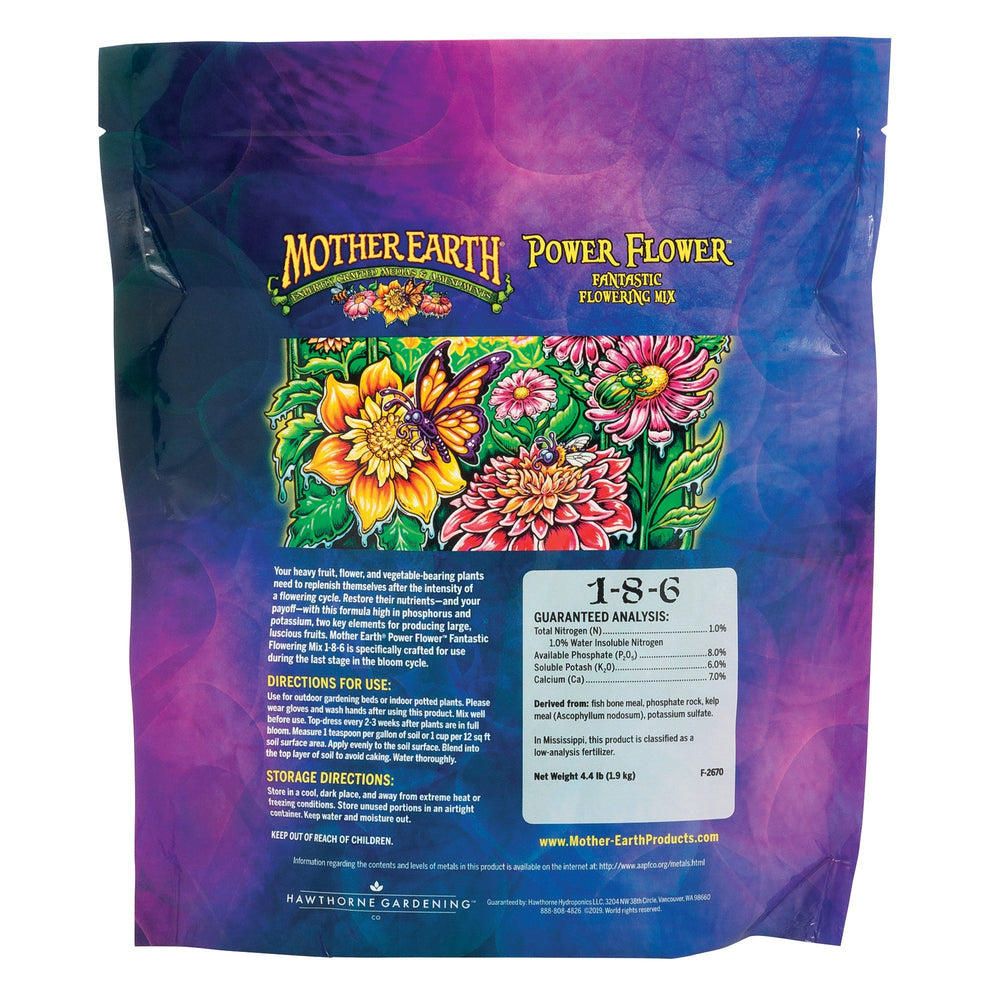 flower power potting mix Mother Earth® Power Flower™ Fantastic Flowering Mix 1-8-6