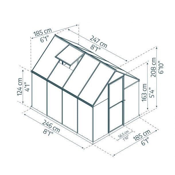 Mythos DIY Greenhouse Kit 6 x 8 ft. with 4mm TwinWall Polycarbonate Panels and Aluminum Frame - Greenhouse Megastore