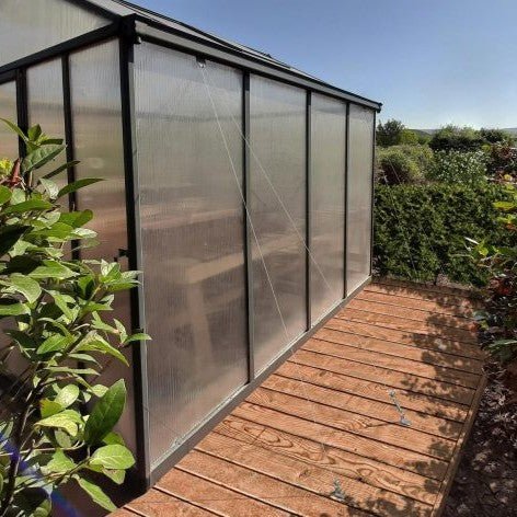 Palram - Canopia Glory Premium DIY Greenhouse Kit 8 ft. Wide with 10mm Twinwall Polycarbonate Panels and Aluminum Frame - Greenhouse Megastore