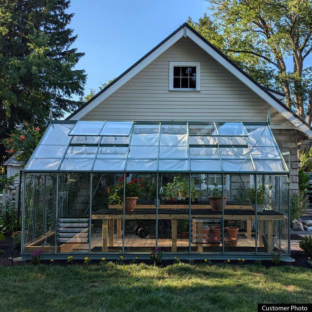 Rhino Premium Greenhouse Kit 10 x 16 ft. with 4mm Toughened Safety Glass Panels and Aluminum Frame - Greenhouse Megastore