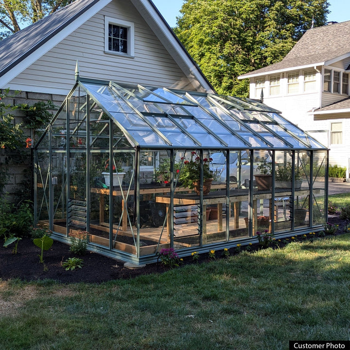Rhino Premium Greenhouse Kit 10 x 16 ft. with 4mm Toughened Safety Glass Panels and Aluminum Frame - Greenhouse Megastore