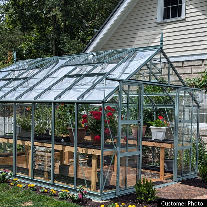 Rhino Premium Greenhouse Kit 10 x 16 ft. with 4mm Toughened Safety Glass Panels and Aluminum Frame - Greenhouse Megastore