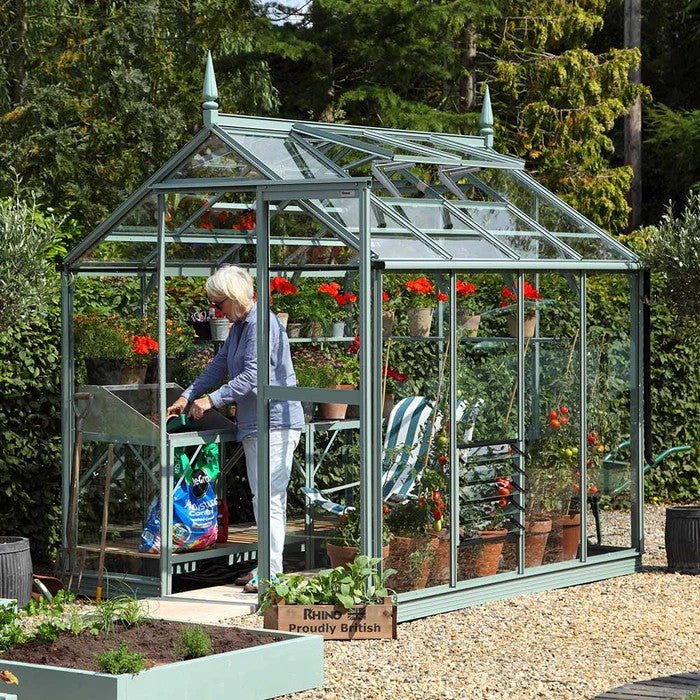 Rhino Premium Greenhouse Kit 6 x 8 ft. with 4mm Toughened Safety Glass Panels and Aluminum Frame - Greenhouse Megastore