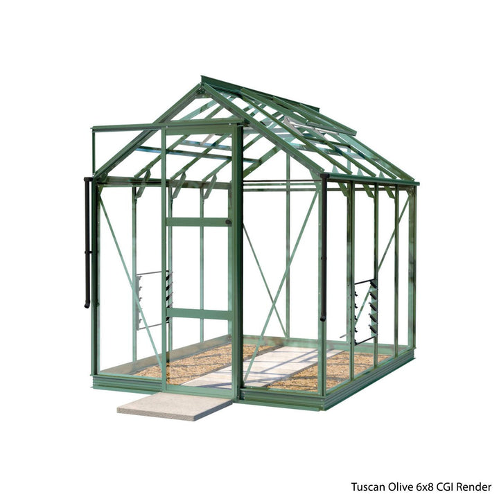 Rhino Premium Greenhouse Kit 6 x 8 ft. with 4mm Toughened Safety Glass Panels and Aluminum Frame - Greenhouse Megastore
