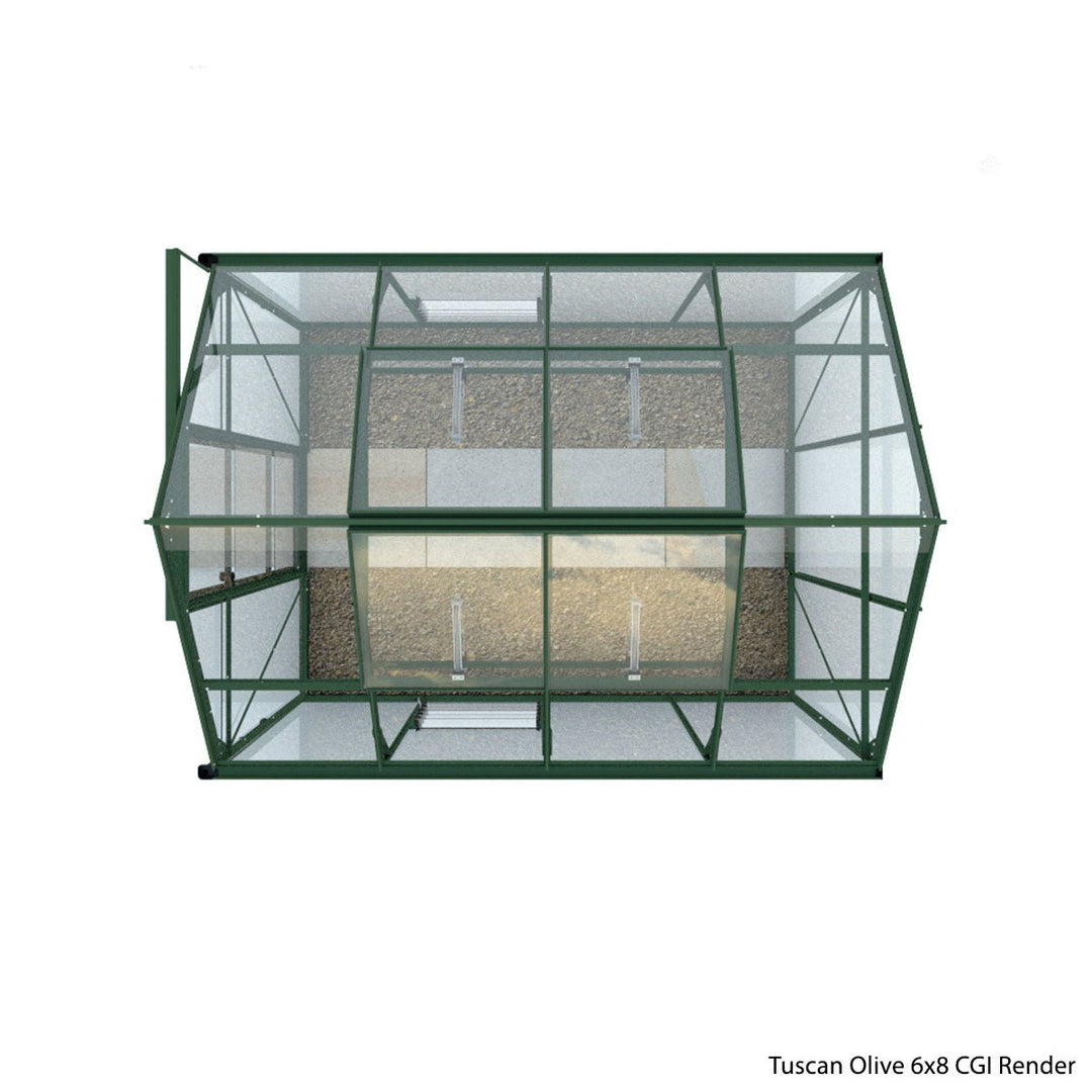 Rhino Premium Greenhouse Kit 6 x 8 ft. with 4mm Toughened Safety Glass Panels and Aluminum Frame - Greenhouse Megastore