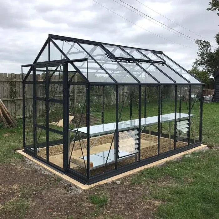 Rhino Premium Greenhouse Kit 8 x 12 ft. with 4mm Toughened Safety Glass and Aluminum Frame - Greenhouse Megastore