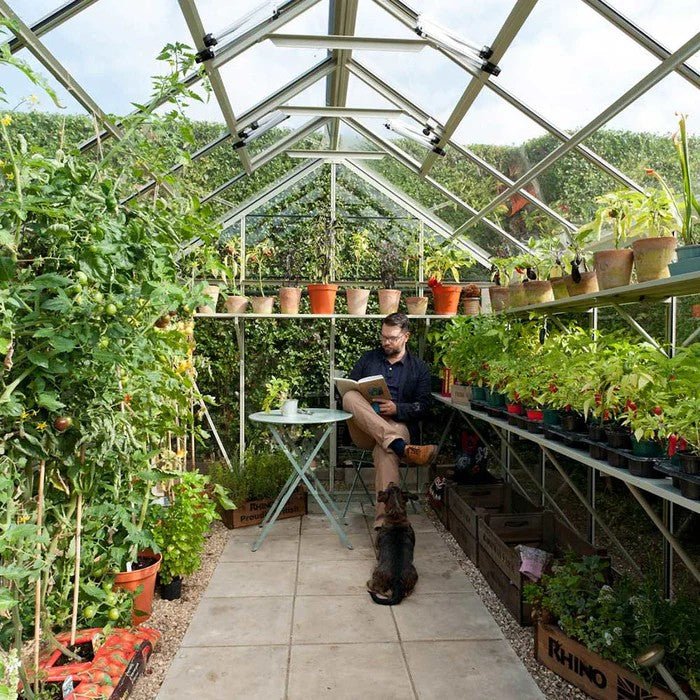 Rhino Premium Greenhouse Kit 8 x 16 ft. with 4mm Toughened Safety Glass Panels and Aluminum Frame - Greenhouse Megastore