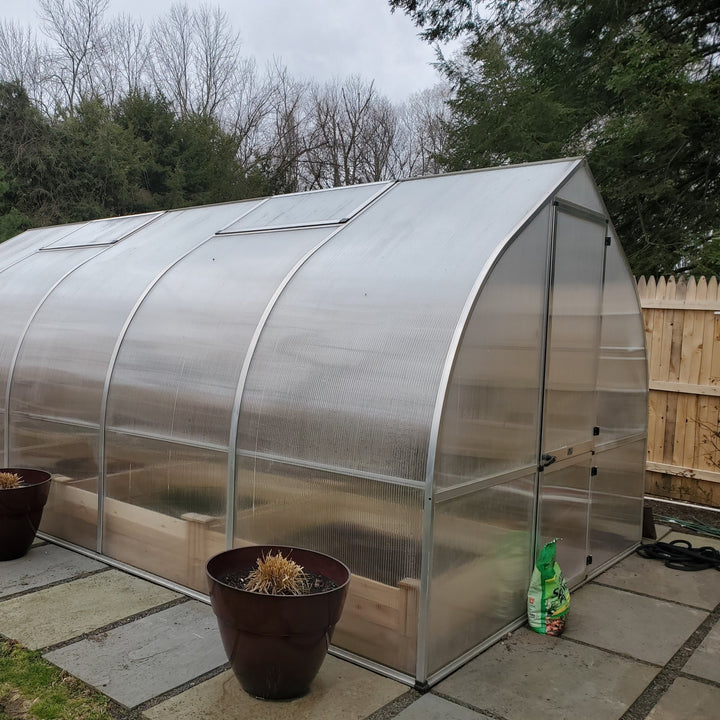 Riga Grand Greenhouse Kit 9.8 x 17.6 ft. with TwinWall Polycarbonate Panels and Aluminum Frame - Greenhouse Megastore