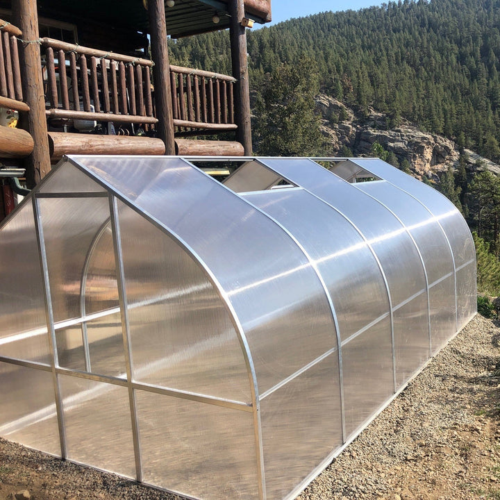 Riga Grand Greenhouse Kit 9.8 x 17.6 ft. with TwinWall Polycarbonate Panels and Aluminum Frame - Greenhouse Megastore