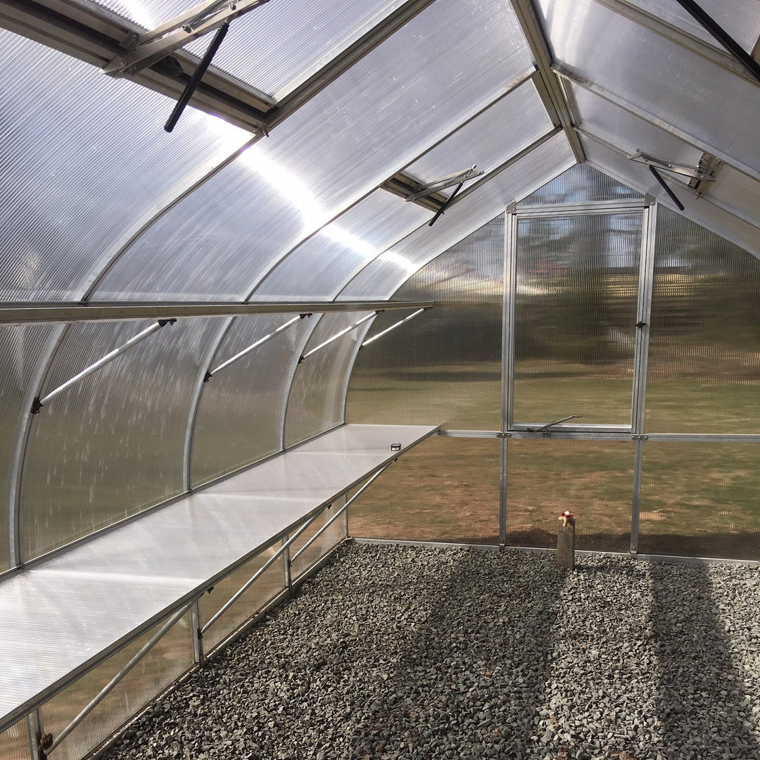 Riga Grand Greenhouse Kit 9.8 x 17.6 ft. with TwinWall Polycarbonate Panels and Aluminum Frame - Greenhouse Megastore