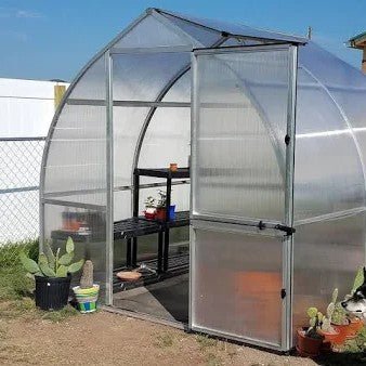 Riga Greenhouse Kit 7.8 ft. Wide with Twinwall Polycarbonate Panels and Aluminum Frame - Greenhouse Megastore