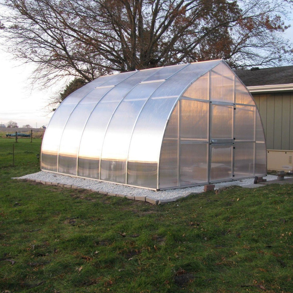 Riga XL Greenhouse Kit 14 ft. Wide with 16mm Triplewall Polycarbonate Panels and Aluminum Frame - Greenhouse Megastore