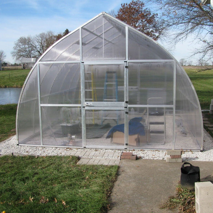 Riga XL Greenhouse Kit 14 ft. Wide with 16mm Triplewall Polycarbonate Panels and Aluminum Frame - Greenhouse Megastore