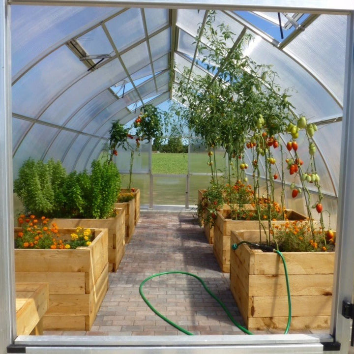 Riga XL Greenhouse Kit 14 ft. Wide with 16mm Triplewall Polycarbonate Panels and Aluminum Frame - Greenhouse Megastore