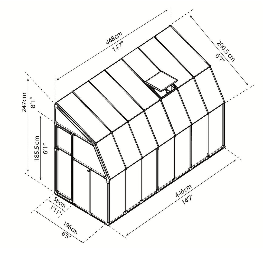 Rion Sun Lounge DIY Lean-to Greenhouse Kit 6.4 ft Wide with Acrylic Panels and PVC Frame - Greenhouse Megastore