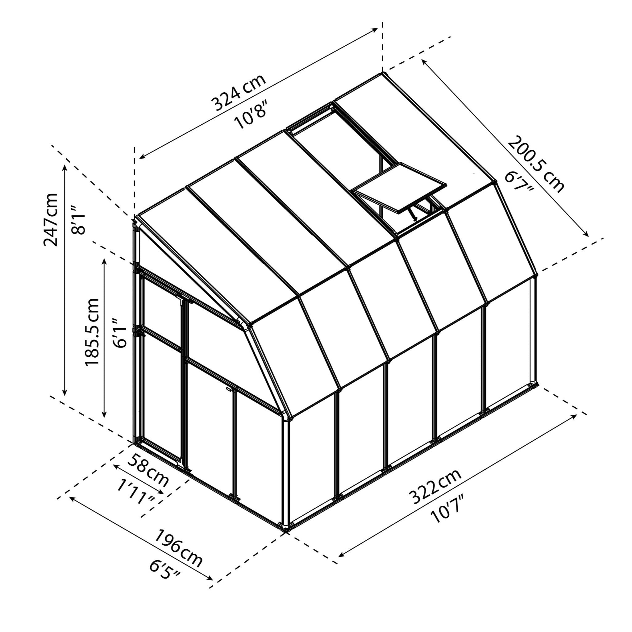 Rion Sun Lounge DIY Lean-to Greenhouse Kit 6.4 ft Wide with