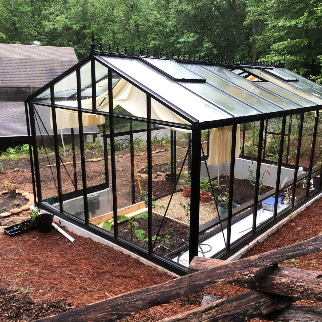 Royal Victorian Hybrid Greenhouse Kit 12 x 20 ft. with 4mm Tempered Glass Panels and 10mm Polycarbonate Roof - Greenhouse Megastore