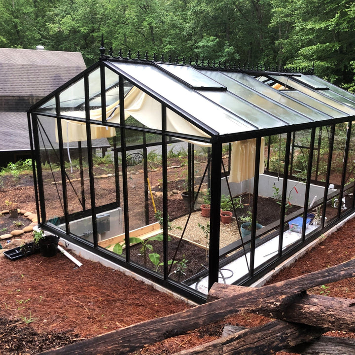 Royal Victorian Hybrid Greenhouse Kit 12 x 20 ft. with 4mm Tempered Glass Panels and 10mm Polycarbonate Roof - Greenhouse Megastore