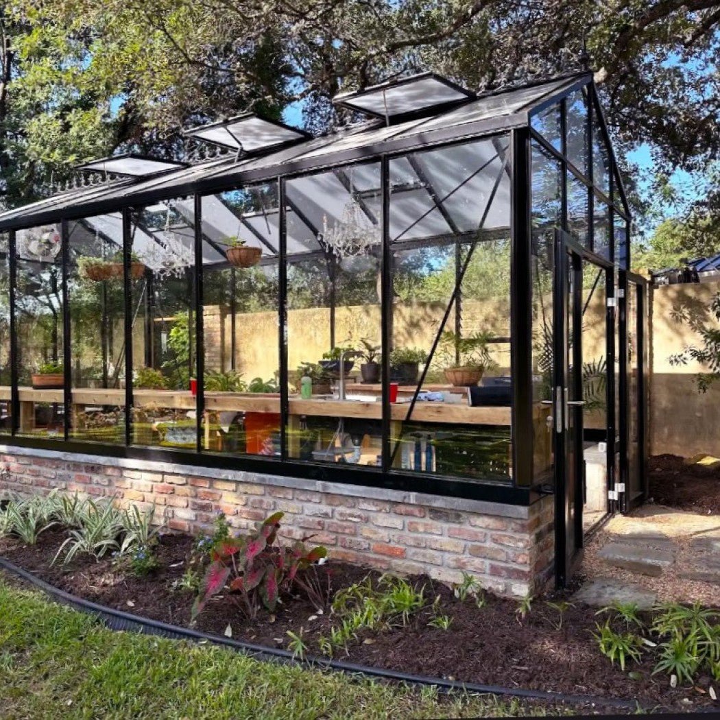 Royal Victorian Hybrid Greenhouse Kit 12 x 20 ft. with 4mm Tempered Glass Panels and 10mm Polycarbonate Roof - Greenhouse Megastore