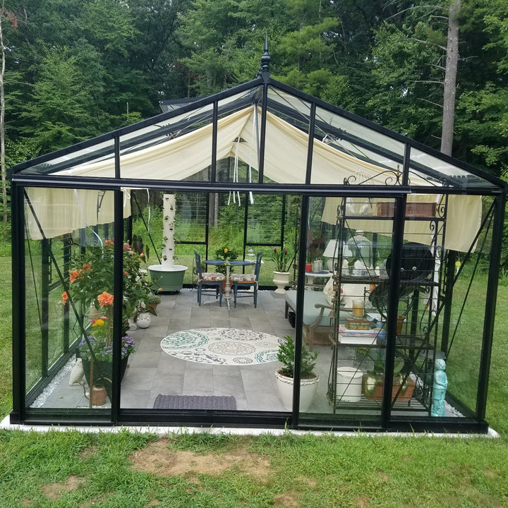 Royal Victorian Hybrid Greenhouse Kit 12 x 20 ft. with 4mm Tempered Glass Panels and 10mm Polycarbonate Roof - Greenhouse Megastore