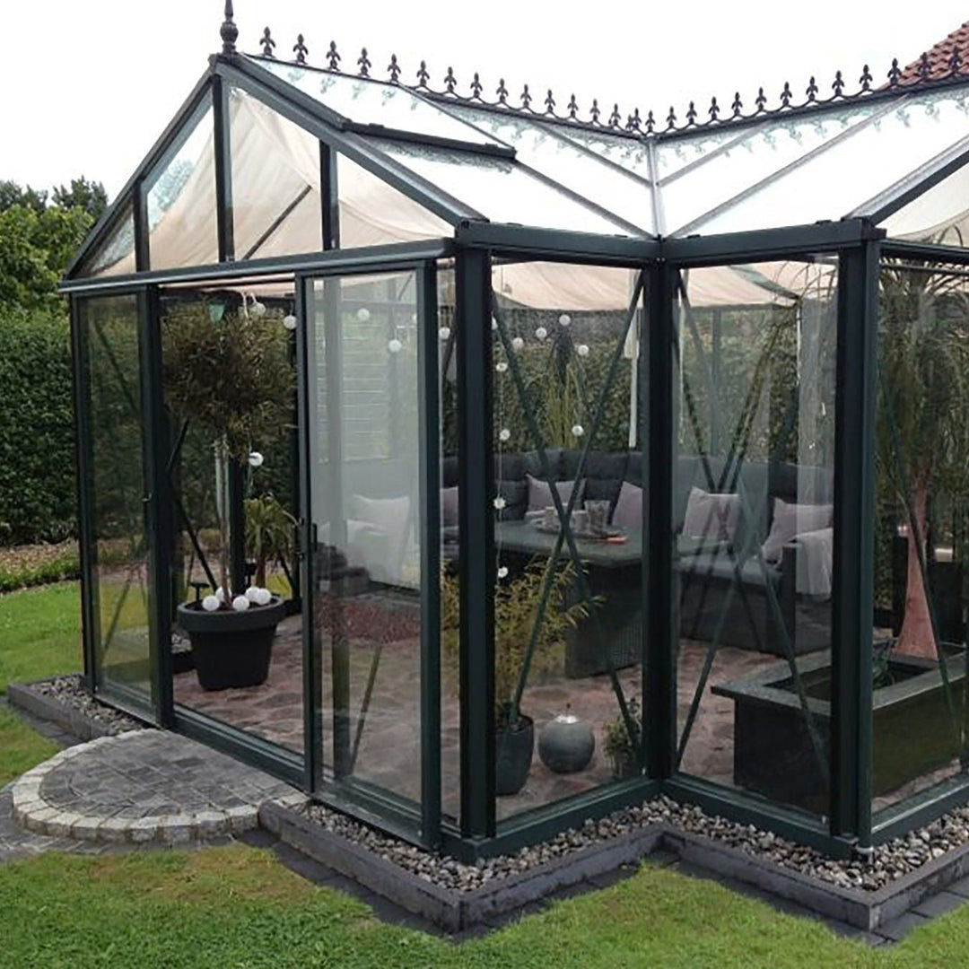 Royal Victorian Orangerie Greenhouse Kit 12 x 15 ft. with 4mm Tempered Glass Panels and Aluminum Frame - Greenhouse Megastore