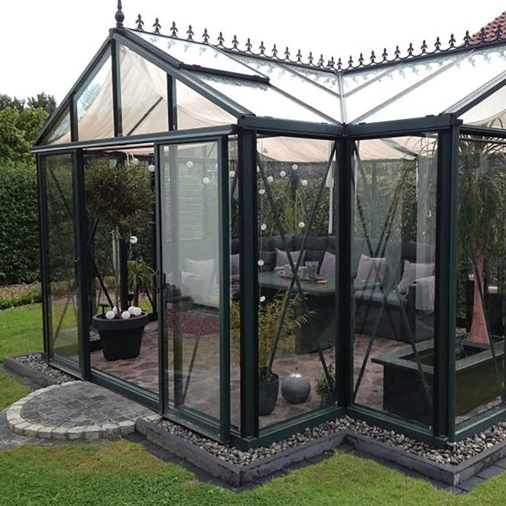 Royal Victorian Orangerie Greenhouse Kit 12 x 15 ft. with 4mm Tempered Glass Panels and Aluminum Frame - Greenhouse Megastore