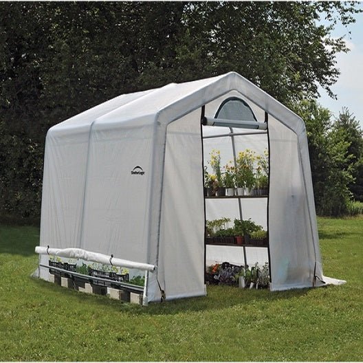 ShelterLogic GrowIT Peak Style DIY Greenhouse Kit 10 x 10 ft. with Triple Layer Translucent Polyethylene Cover and Steel Frame - Greenhouse Megastore