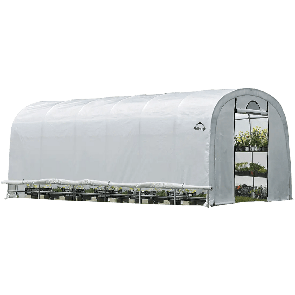 ShelterLogic GrowIT Round DIY Greenhouse Kit 12 ft. Wide with Translucent Polyethylene Cover and Steel Frame - Greenhouse Megastore