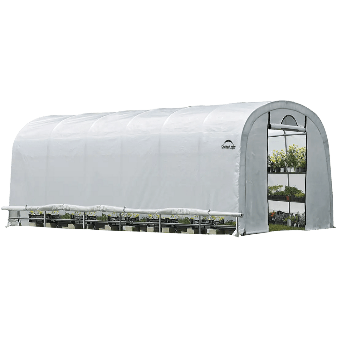 ShelterLogic GrowIT Round DIY Greenhouse Kit 12 ft. Wide with Translucent Polyethylene Cover and Steel Frame - Greenhouse Megastore