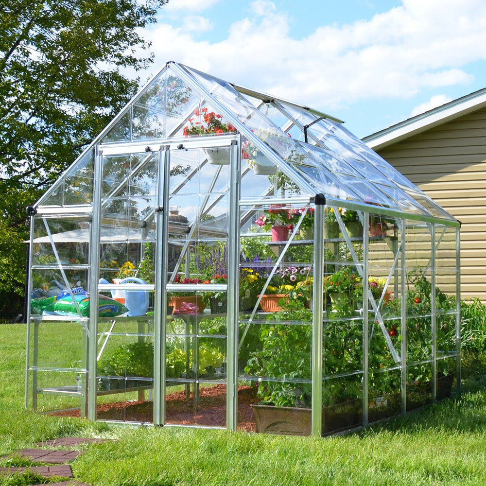 Snap & Grow Plus DIY Greenhouse Kit 8.5 ft. Wide with Single-layer Polycarbonate Panels and Aluminum Frame - Greenhouse Megastore