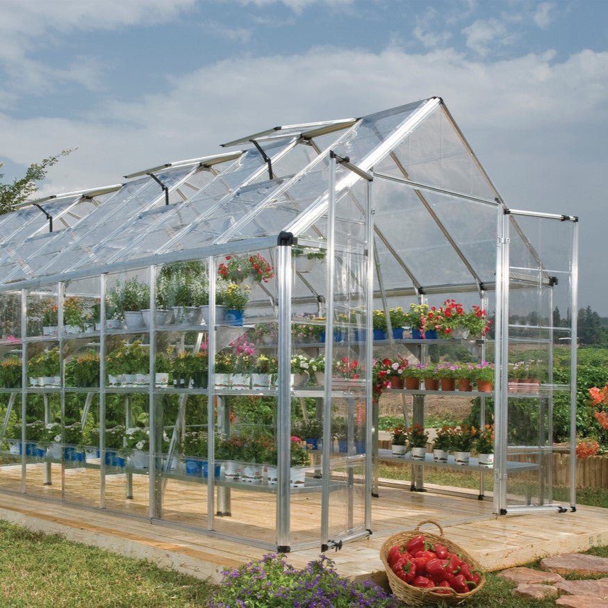 Snap & Grow Plus DIY Greenhouse Kit 8.5 ft. Wide with Single-layer Polycarbonate Panels and Aluminum Frame - Greenhouse Megastore