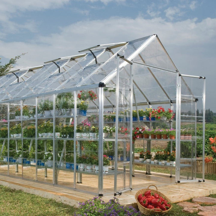 Snap & Grow Plus DIY Greenhouse Kit 8.5 ft. Wide with Single-layer Polycarbonate Panels and Aluminum Frame - Greenhouse Megastore