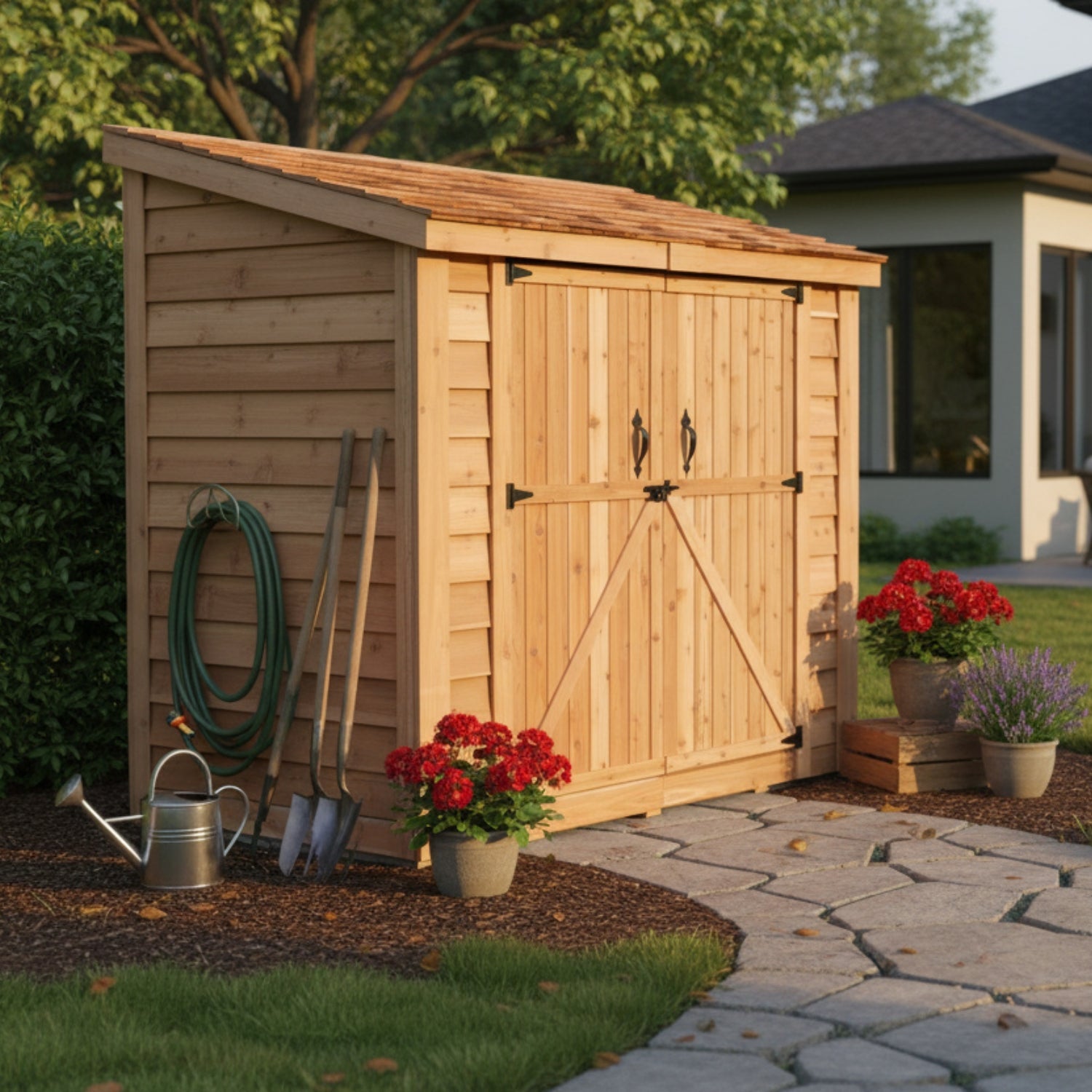 SpaceSaver Lean-to Shed 8x4, Double Doors – Greenhouse Megastore