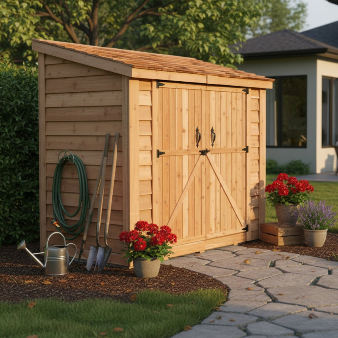 SpaceSaver Lean - to Shed 8x4, Double Doors - Greenhouse Megastore