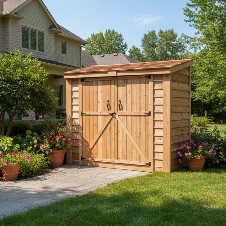 SpaceSaver Lean - to Shed 8x4, Double Doors - Greenhouse Megastore