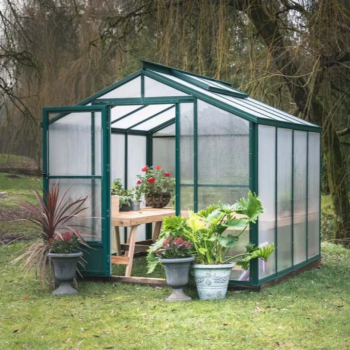 Sunhaven Greenhouse Kit 8 x 8 ft. with 6mm Twinwall Polycarbonate Panels and Aluminum Frame - Greenhouse Megastore