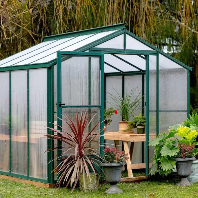 Sunhaven Greenhouse Kit 8 x 8 ft. with 6mm Twinwall Polycarbonate Panels and Aluminum Frame - Greenhouse Megastore