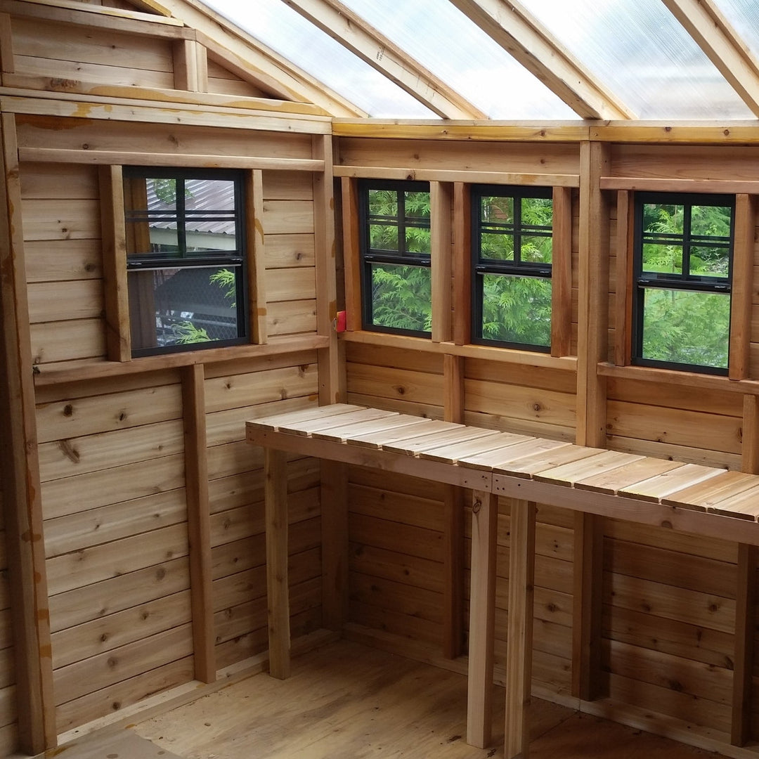 SunShed Garden Building and Greenhouse Kit 12 x 12 ft. with Glass Panels and Cedar Wood Frame - Greenhouse Megastore