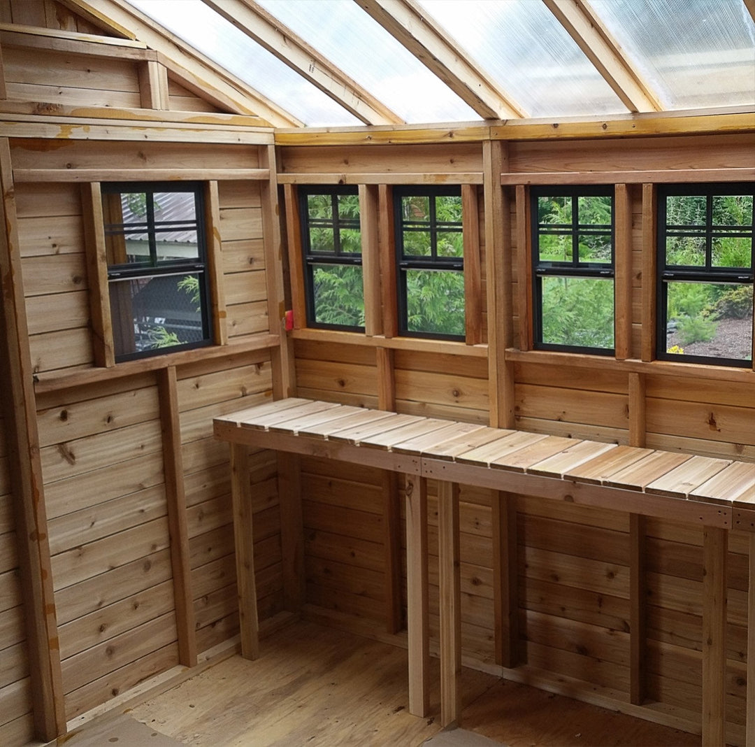 SunShed Garden Building and Greenhouse Kit 8 x 8 ft. with 6mm Twin-Wall Polycarbonate and Cedar Wood Frame - Greenhouse Megastore