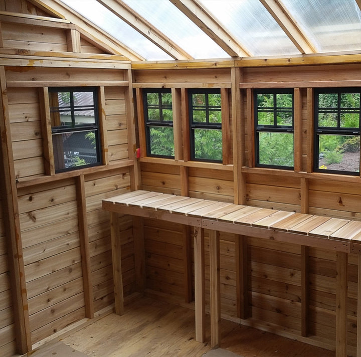 SunShed Garden Building and Greenhouse Kit 8 x 8 ft. with 6mm Twin-Wall Polycarbonate and Cedar Wood Frame - Greenhouse Megastore