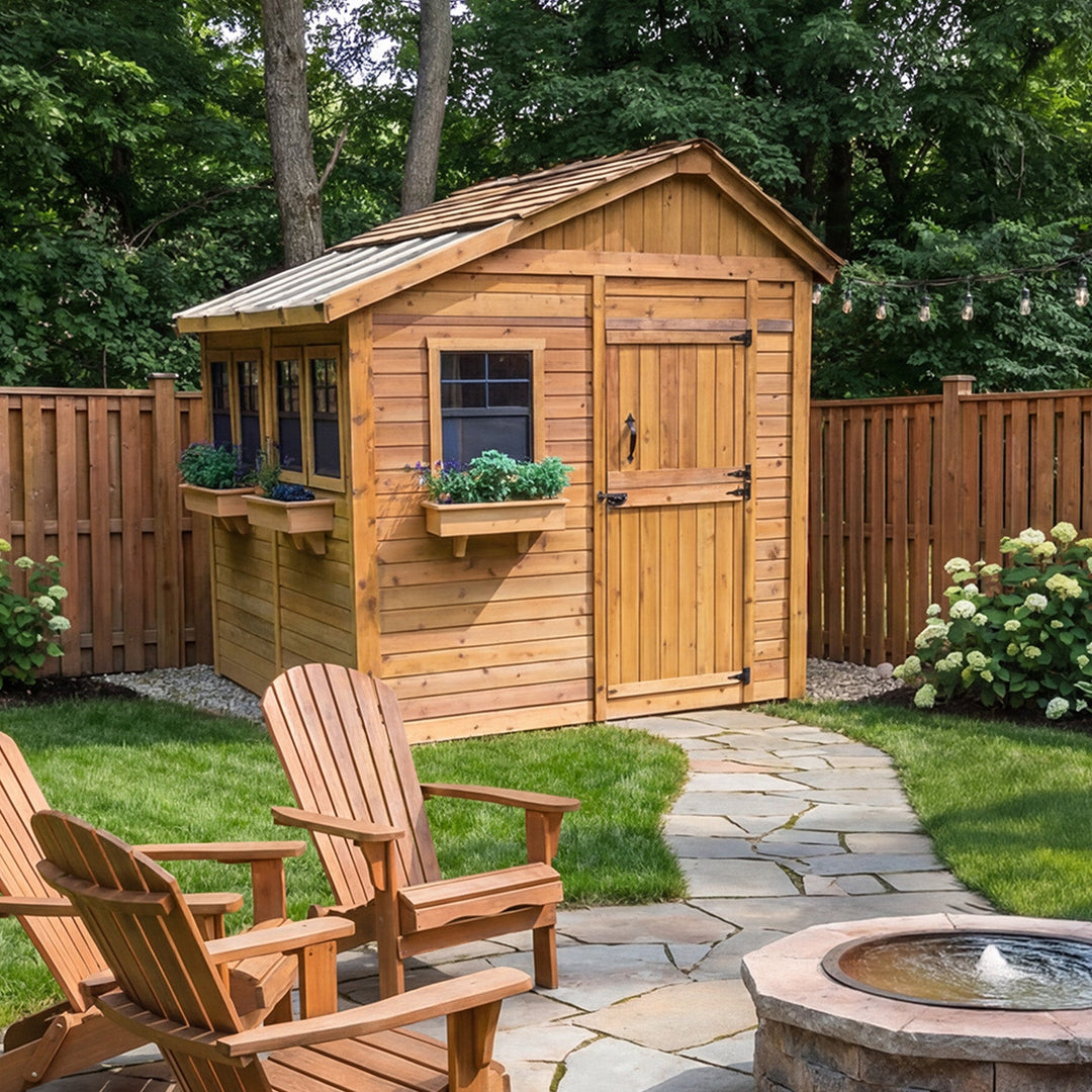 SunShed Garden Building and Greenhouse Kit 8 x 8 ft. with 6mm Twin-Wall Polycarbonate and Cedar Wood Frame - Greenhouse Megastore