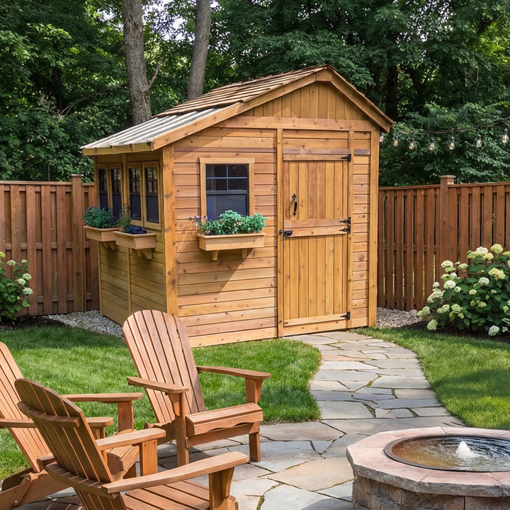 SunShed Garden Building and Greenhouse Kit 8 x 8 ft. with 6mm Twin-Wall Polycarbonate and Cedar Wood Frame - Greenhouse Megastore