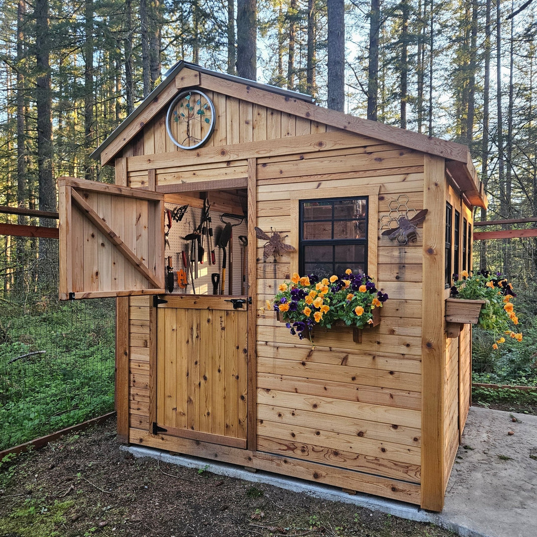 SunShed Garden Building and Greenhouse Kit 8 x 8 ft. with 6mm Twin-Wall Polycarbonate and Cedar Wood Frame - Greenhouse Megastore