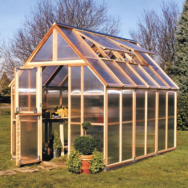 Sunshine DIY Gardenhouse Kit 8 ft. Wide with 4mm Twinwall Polycarbonate Panels and Redwood Frame - Greenhouse Megastore