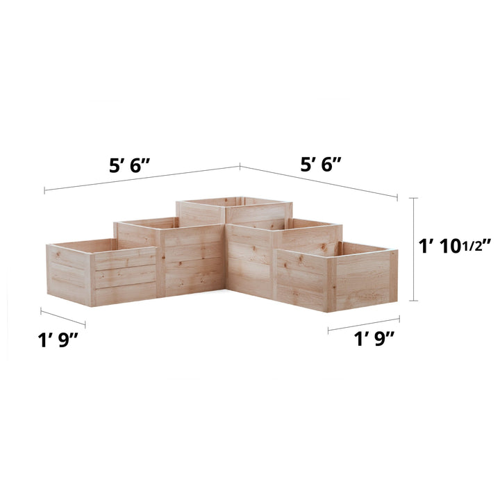 Tiered L - Shaped 5.5 x 2 ft. Raised Garden Bed - Greenhouse Megastore