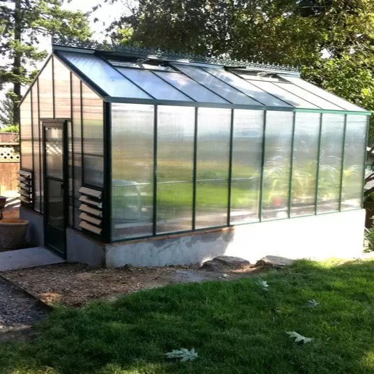 Traditional Fivewall Polycarbonate Greenhouse Kit with 16mm Polycarbonate Panels and Aluminum Frame - Greenhouse Megastore